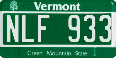 VT license plate NLF933