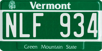 VT license plate NLF934