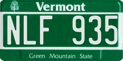VT license plate NLF935