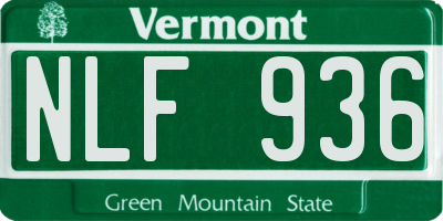 VT license plate NLF936