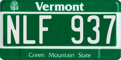 VT license plate NLF937