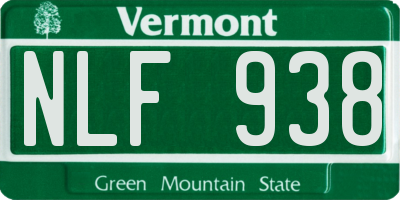 VT license plate NLF938