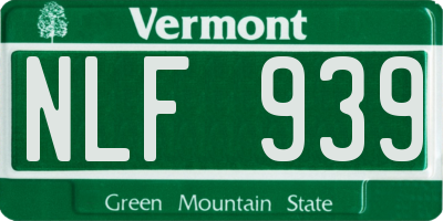 VT license plate NLF939