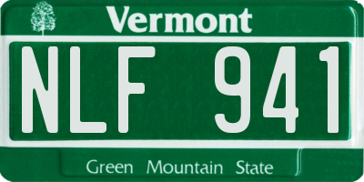 VT license plate NLF941