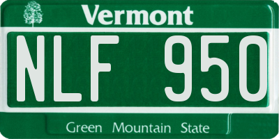 VT license plate NLF950