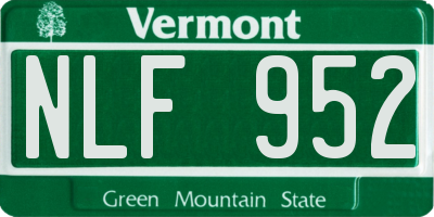 VT license plate NLF952