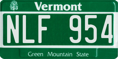 VT license plate NLF954