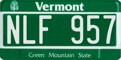 VT license plate NLF957