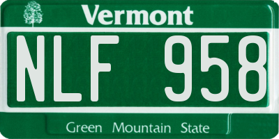 VT license plate NLF958