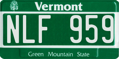 VT license plate NLF959