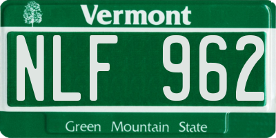 VT license plate NLF962