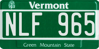 VT license plate NLF965