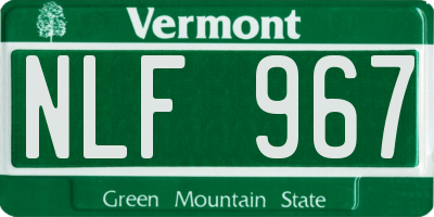 VT license plate NLF967