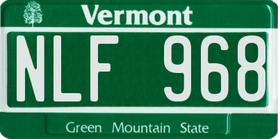 VT license plate NLF968