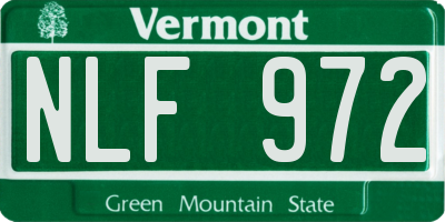 VT license plate NLF972