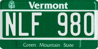 VT license plate NLF980