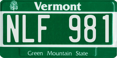 VT license plate NLF981