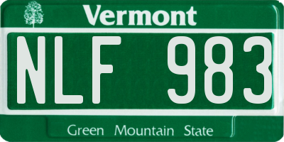 VT license plate NLF983