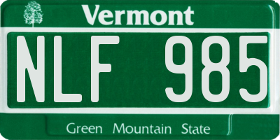 VT license plate NLF985