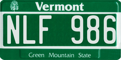 VT license plate NLF986