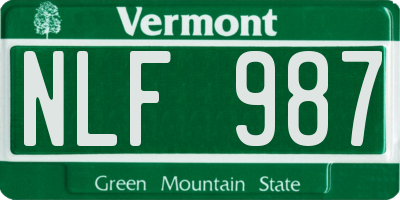 VT license plate NLF987
