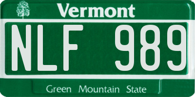 VT license plate NLF989
