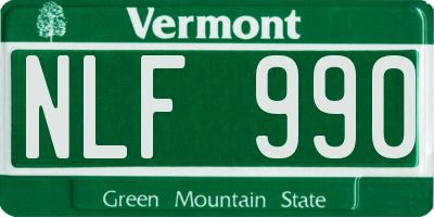 VT license plate NLF990