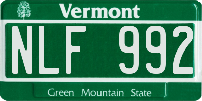 VT license plate NLF992