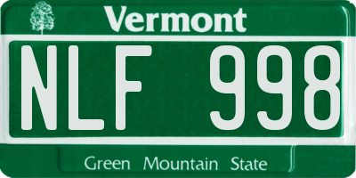 VT license plate NLF998