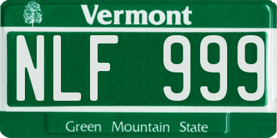 VT license plate NLF999