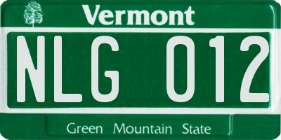 VT license plate NLG012