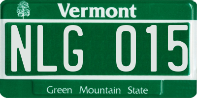 VT license plate NLG015