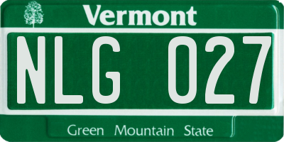VT license plate NLG027