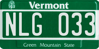 VT license plate NLG033