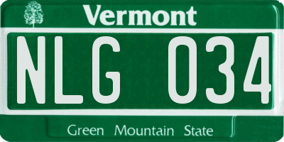 VT license plate NLG034