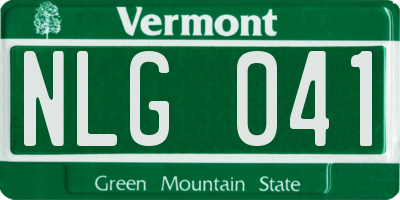 VT license plate NLG041