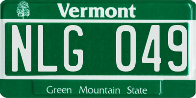 VT license plate NLG049