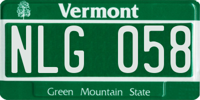 VT license plate NLG058