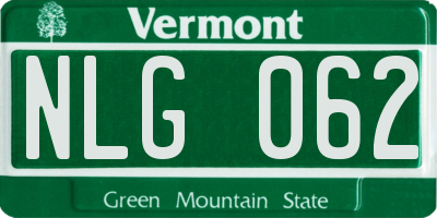 VT license plate NLG062