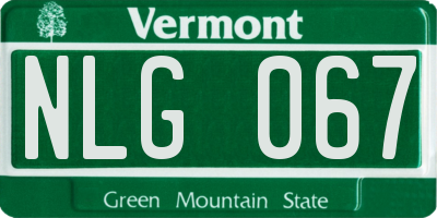 VT license plate NLG067