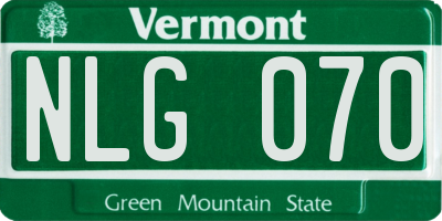 VT license plate NLG070