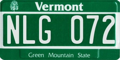 VT license plate NLG072