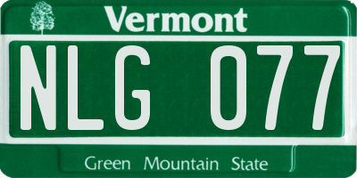 VT license plate NLG077