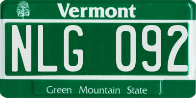 VT license plate NLG092