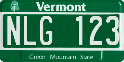 VT license plate NLG123