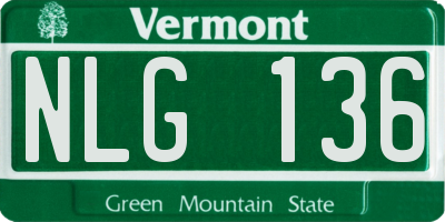 VT license plate NLG136