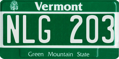 VT license plate NLG203