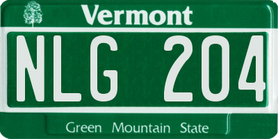 VT license plate NLG204