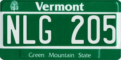 VT license plate NLG205