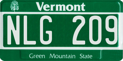 VT license plate NLG209
